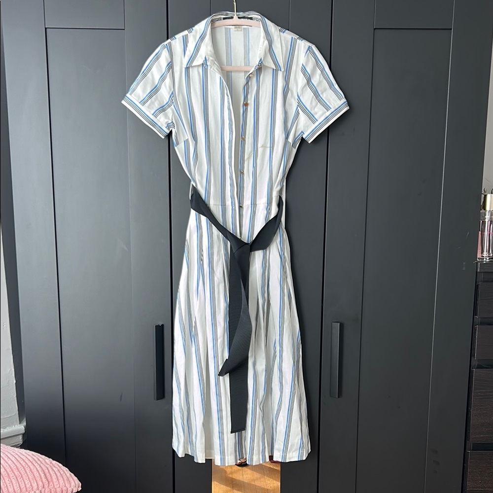Karl Lagerfeld Blue and White Buttoned Midi Dress